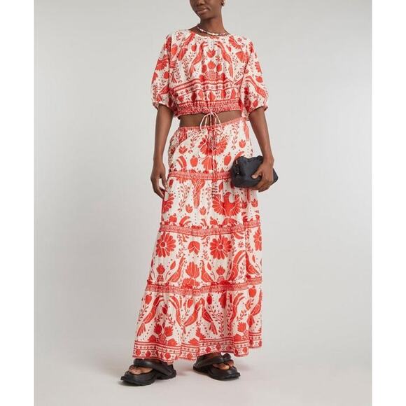 Farm Rio Jungle Flow Top Tropical Red Bird Print - Picture 1 of 9
